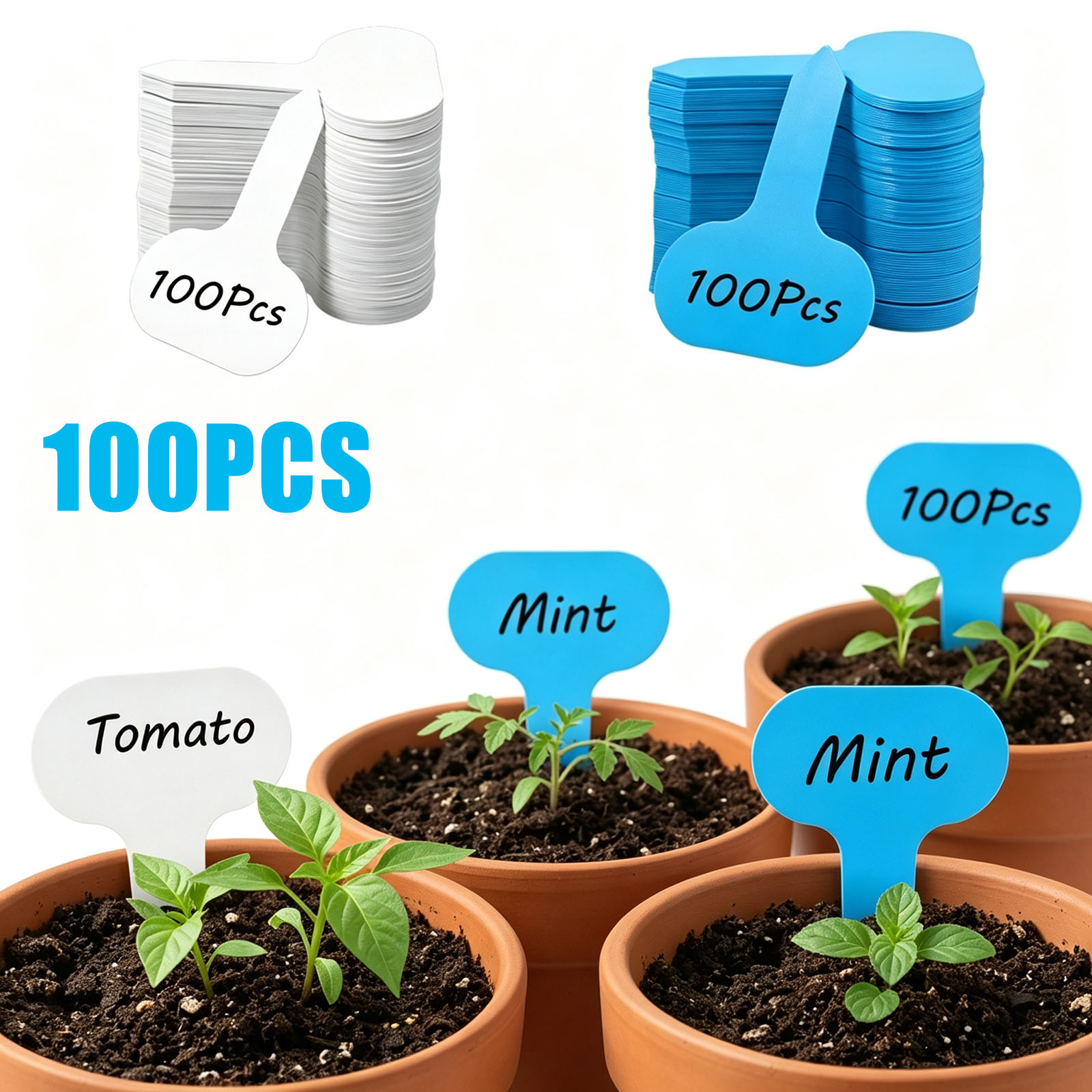 Plant Label Tags - 100 Etiquetas de Jardín Tipo T,